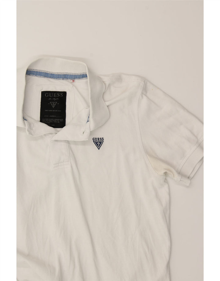 GUESS Mens Polo Shirt Large White Cotton Vintage Guess and Second-Hand Guess from Messina Hembry 