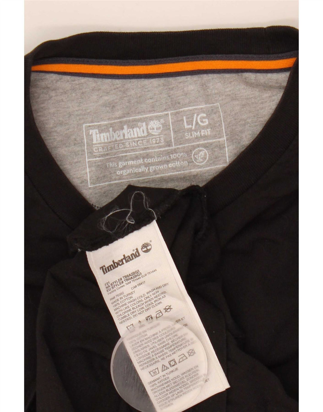 Timberland Herren Slim Fit Top Langarm Große schwarze Baumwolle
