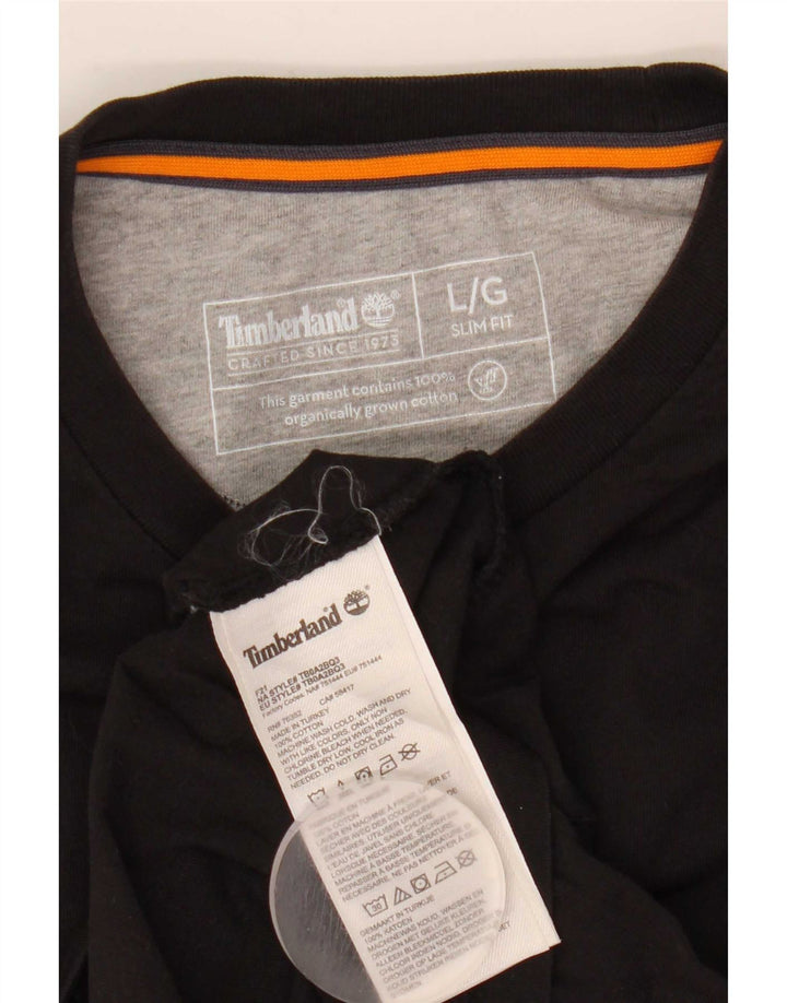Timberland Herren Slim Fit Top Langarm Große schwarze Baumwolle