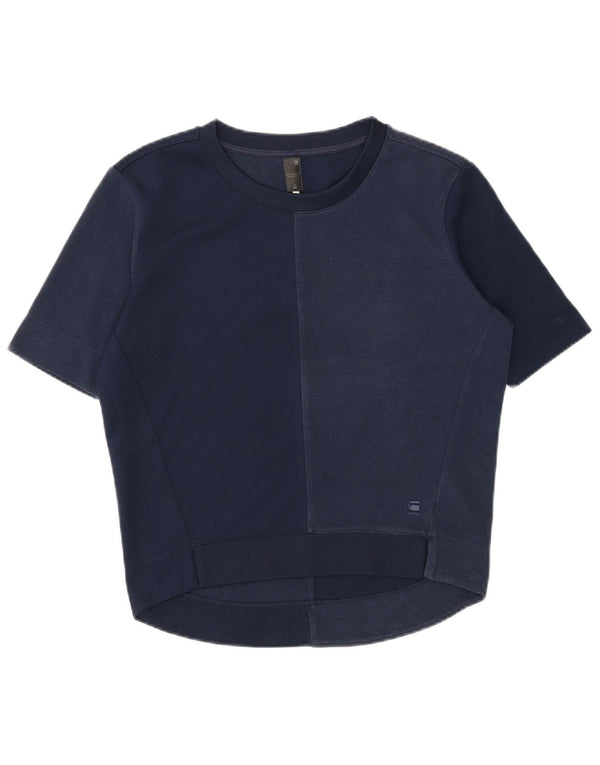 G-Star Damen Übergroßes T-Shirt-Oberteil UK 10 Small Marineblau Polyester