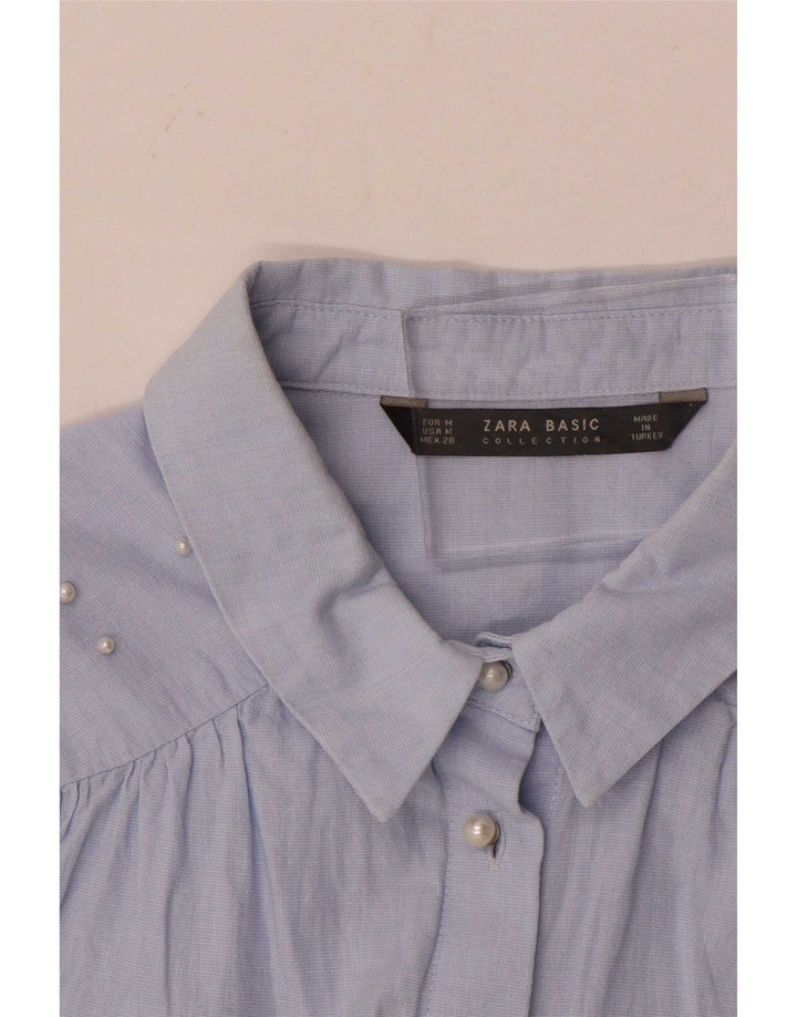 Zara Damen Hemd UK 14 Mittelblau