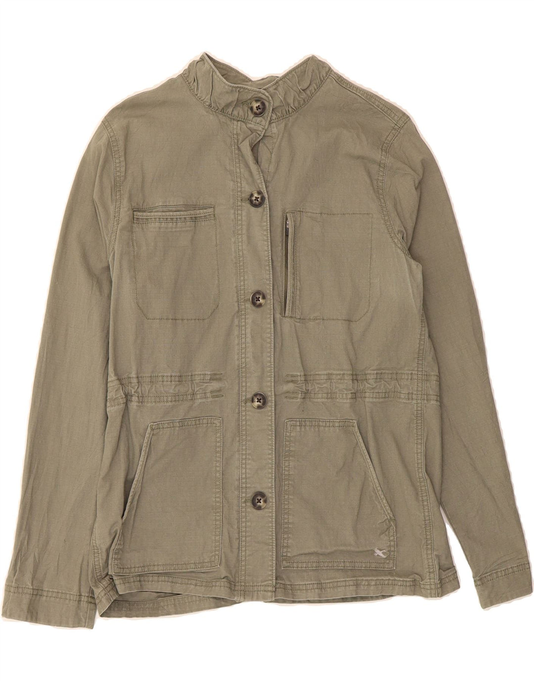 EDDIE BAUER Womens Utility Jacket UK 14 Medium Green Striped Cotton Vintage Eddie Bauer and Second-Hand Eddie Bauer from Messina Hembry 