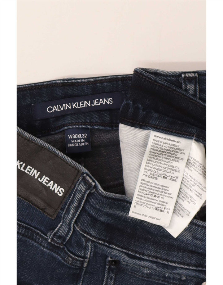 Calvin Klein Damen Slim Jeans W30 L32 Blaue Baumwolle