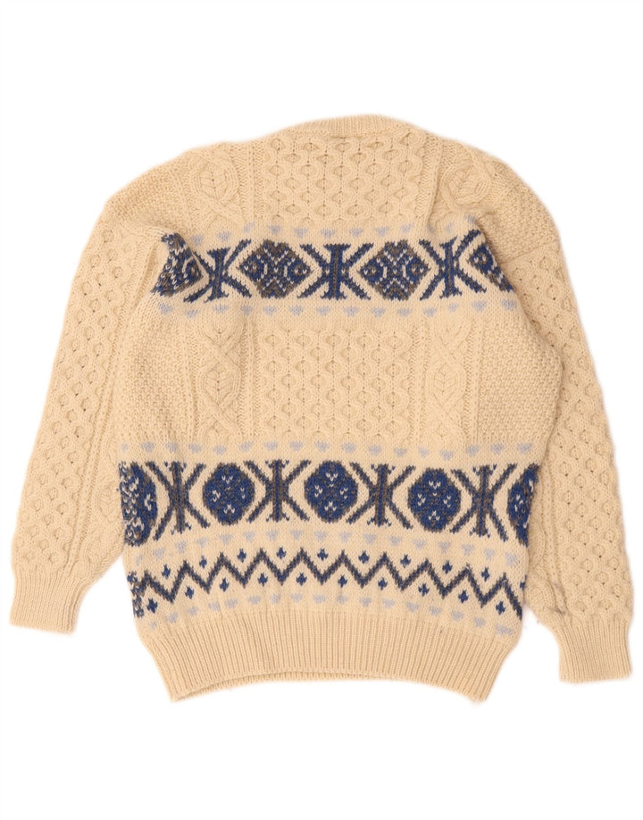 Bonner Herren-Pullover mit Rundhalsausschnitt, groß, Beige, Fair-Isle-Wolle