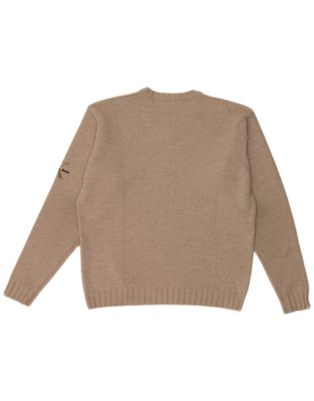 Calvin Klein Herren-Pullover mit V-Ausschnitt aus mittelbeiger Merinowolle