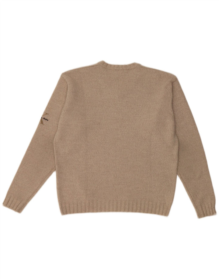 Calvin Klein Herren-Pullover mit V-Ausschnitt aus mittelbeiger Merinowolle
