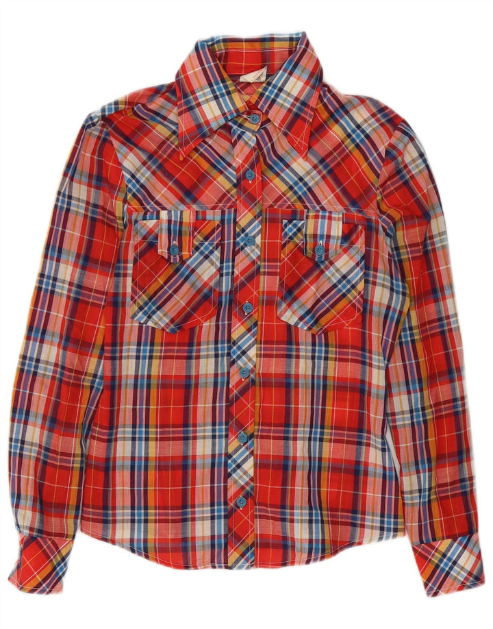 Vintage-Shirt für Mädchen, 11–12 Jahre, rot kariertes Polyester