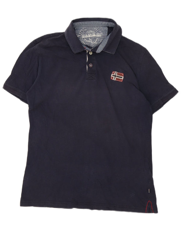 Napapijri Herren Geographic Poloshirt aus mittelblauer Baumwolle