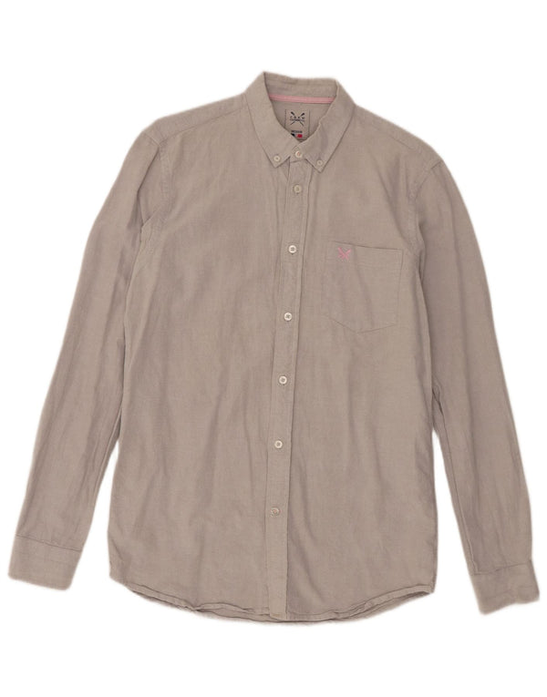 Crew Clothing Herrenhemd aus mittelgrauer Baumwolle
