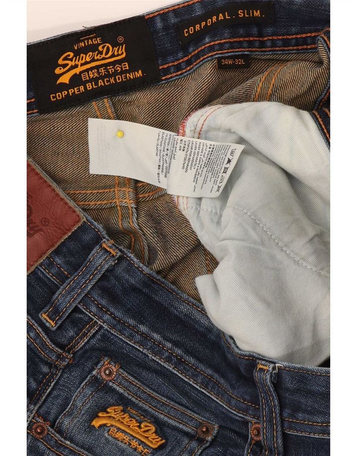 Superdry Herren Corporal Slim Jeans W34 L32 Blaue Baumwolle