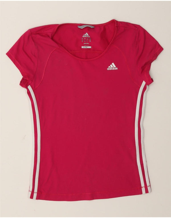 Adidas Damen Climalite T-Shirt Top UK 12 Mittelrosa