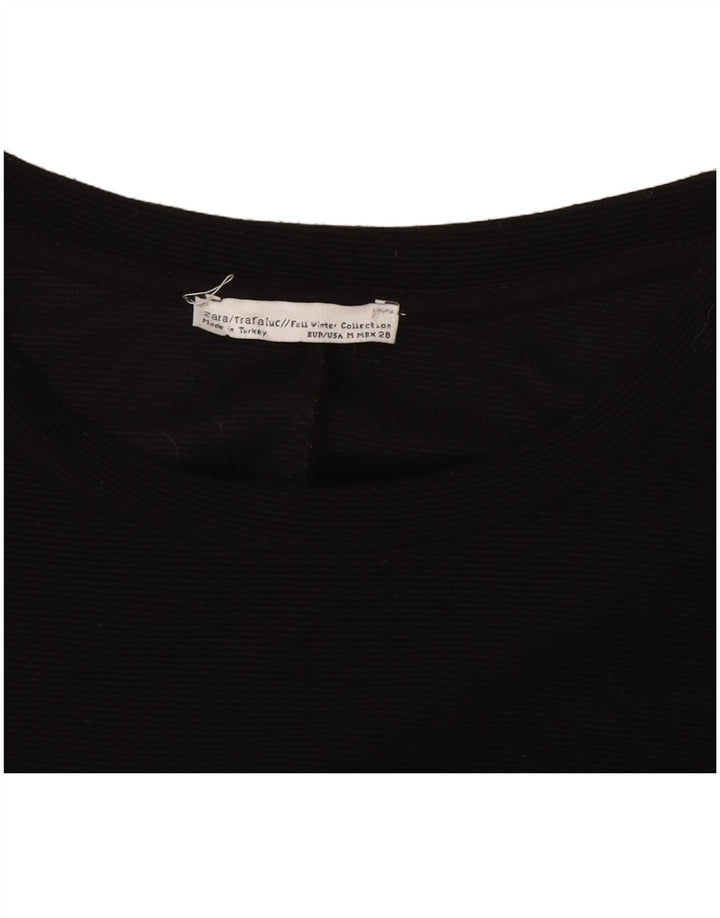 ZARA Damen A-Linien-Kleid UK 12 Medium Schwarz