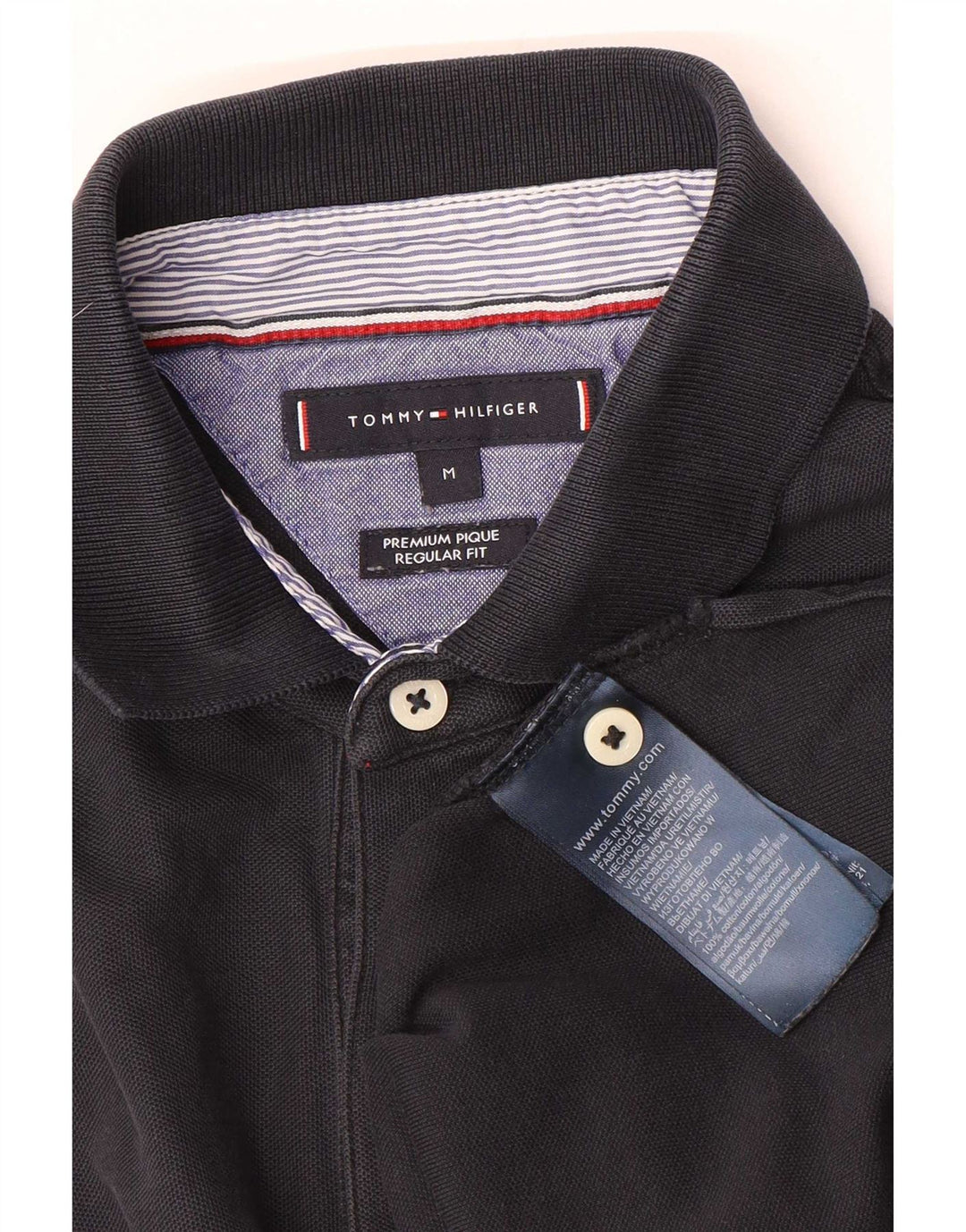 Tommy Hilfiger Herren-Poloshirt mit normaler Passform, mittelmarineblaue Baumwolle