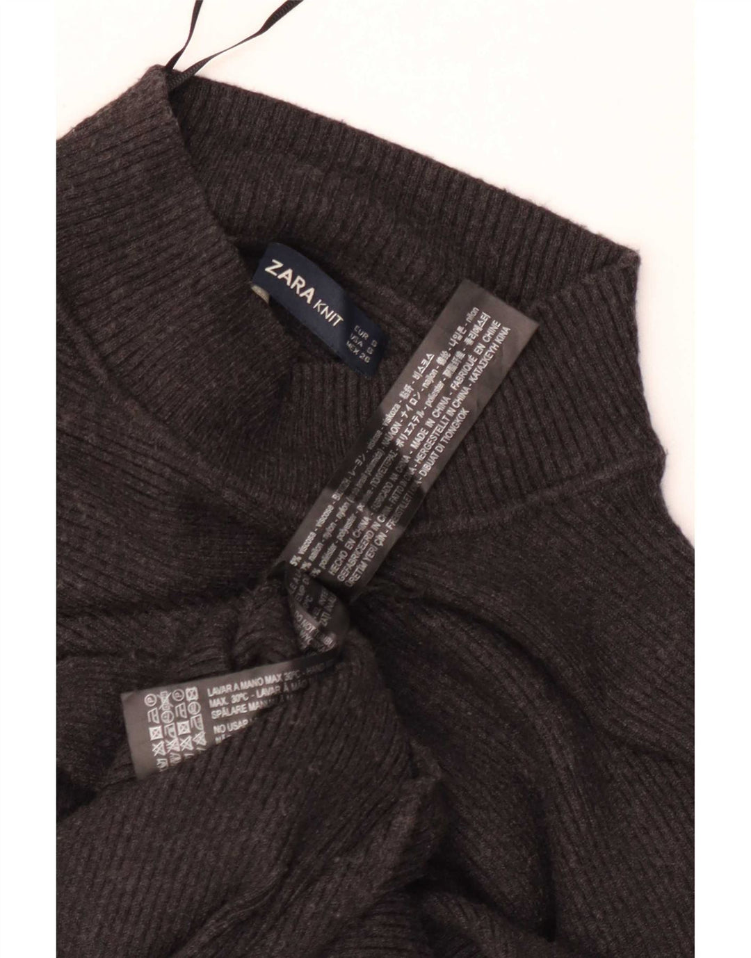 Zara Damen Crop Oversized Rollkragenpullover Pullover UK 10 Small Grau