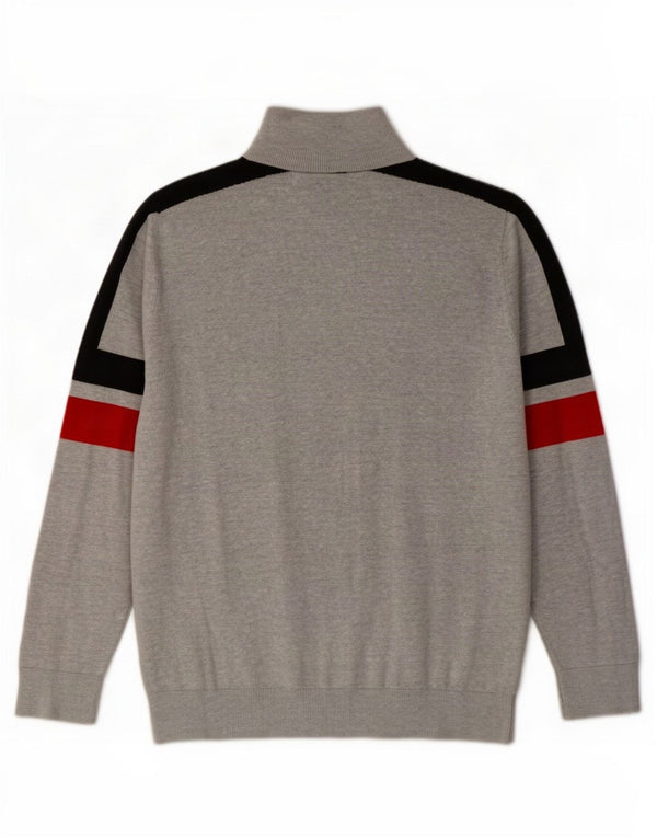 Fila Herren-Pullover mit Reißverschluss am Hals, mittelgraue Colourblock-Baumwolle