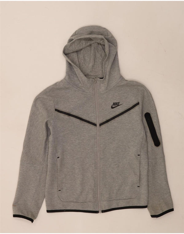 Nike Jungen-Kapuzenpullover mit Reißverschluss, 12–13 Jahre, groß, grau gefleckte Baumwolle