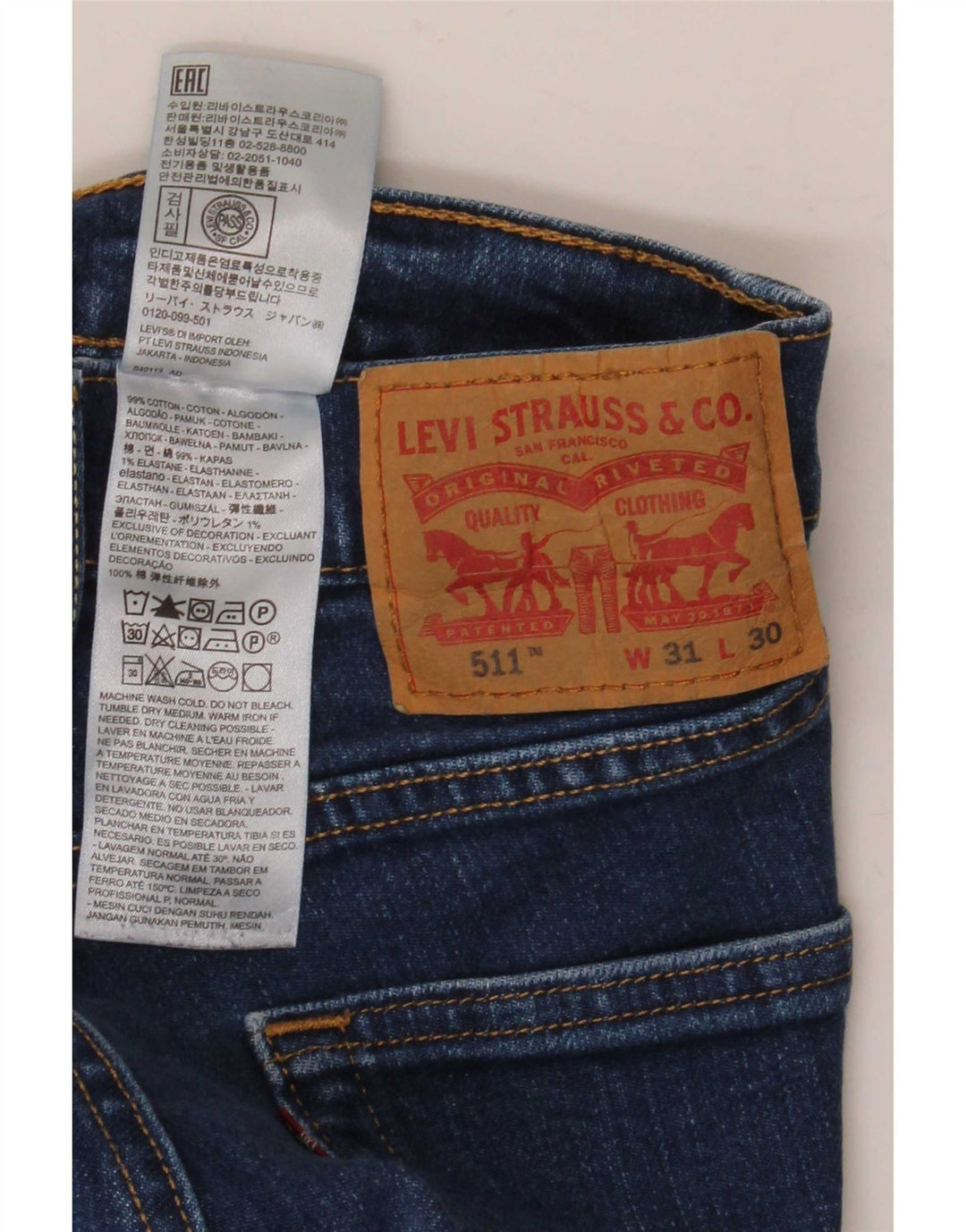 Levi's Herren 511 Slim Jeans W31 L30 Blaue Baumwolle