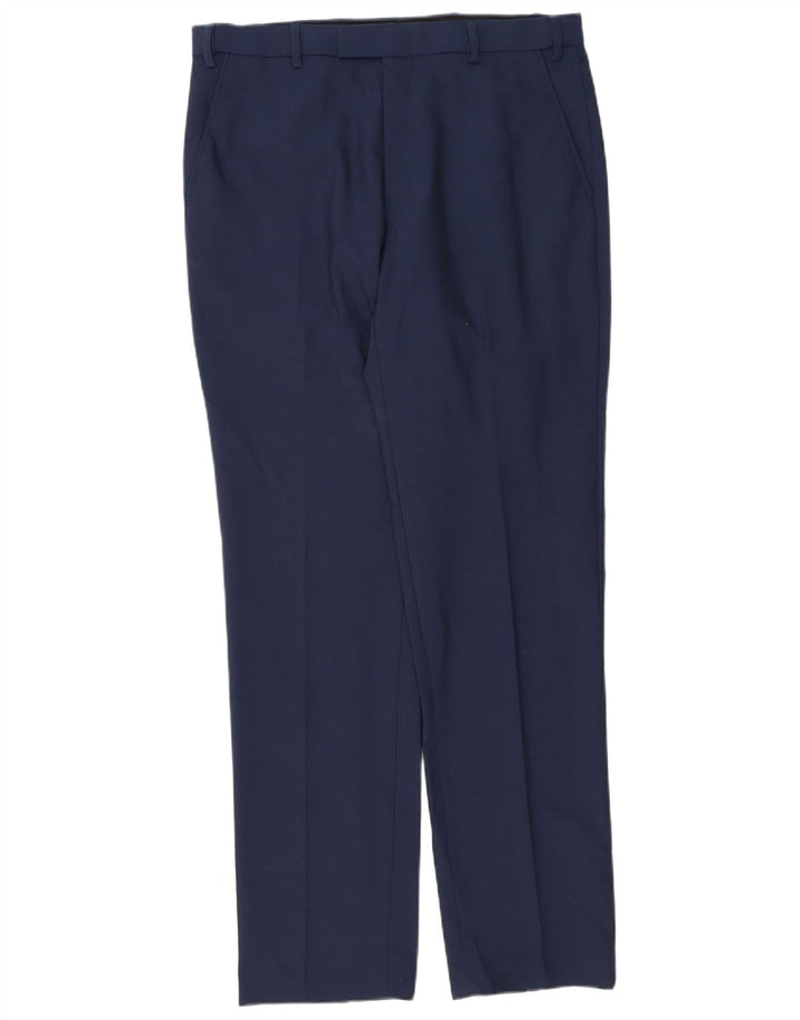 Gerade Herren-Anzughose von Marks & Spencer, W34, L33, Blau