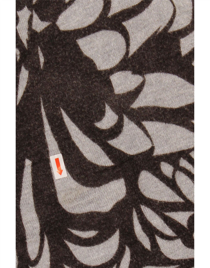 MOSSIMO Damen-Pullover mit bauchfreiem U-Boot-Ausschnitt, Gr. 16/18, groß, grau geblümt