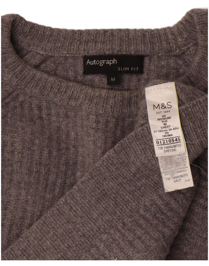Marks & Spencer Damen Crop Pullover mit U-Boot-Ausschnitt, UK 14, Mittelgrau