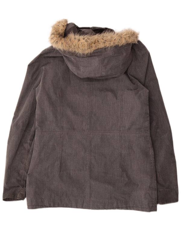 JACK WOLFSKIN Damen-Parka mit Kapuze, UK 10, Größe S, grau, Polyester