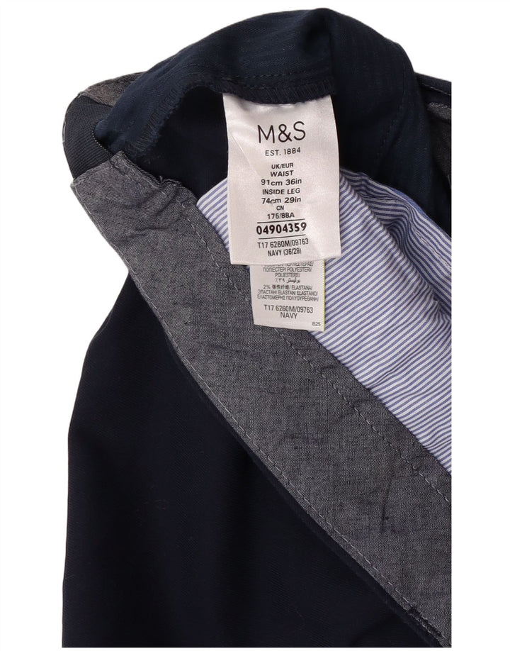 Gerade Herren-Anzughose von Marks & Spencer, W36, L27, Marineblau, Polyester