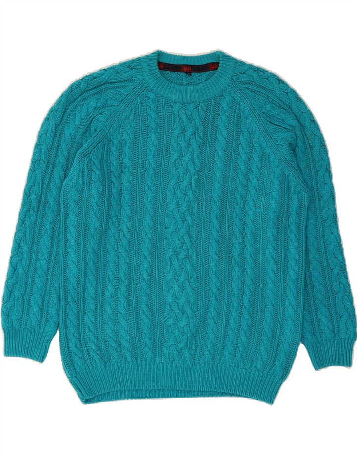 SLAM Mens Crew Neck Jumper Sweater Medium Blue Cotton Vintage Slam and Second-Hand Slam from Messina Hembry 