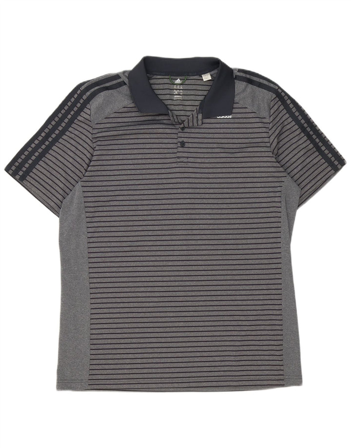 Adidas Herren Climacool Poloshirt XL grau gestreift Polyester