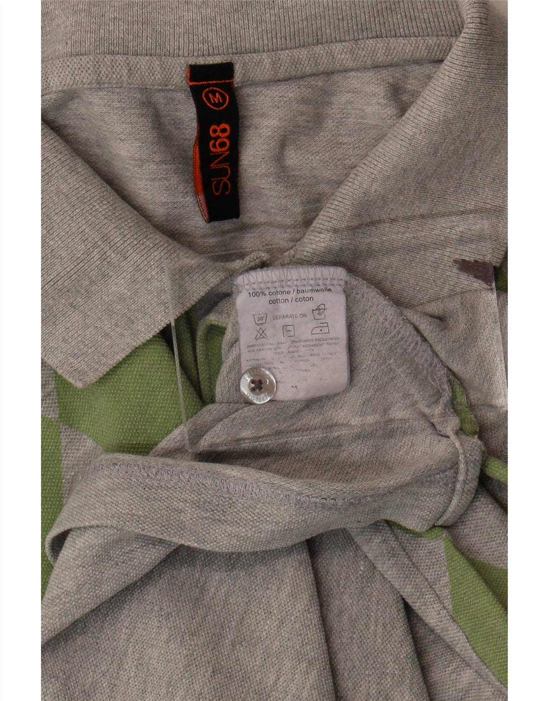 SUN68 Mens Polo Shirt Medium Grey Argyle/Diamond Cotton Vintage Sun68 and Second-Hand Sun68 from Messina Hembry 