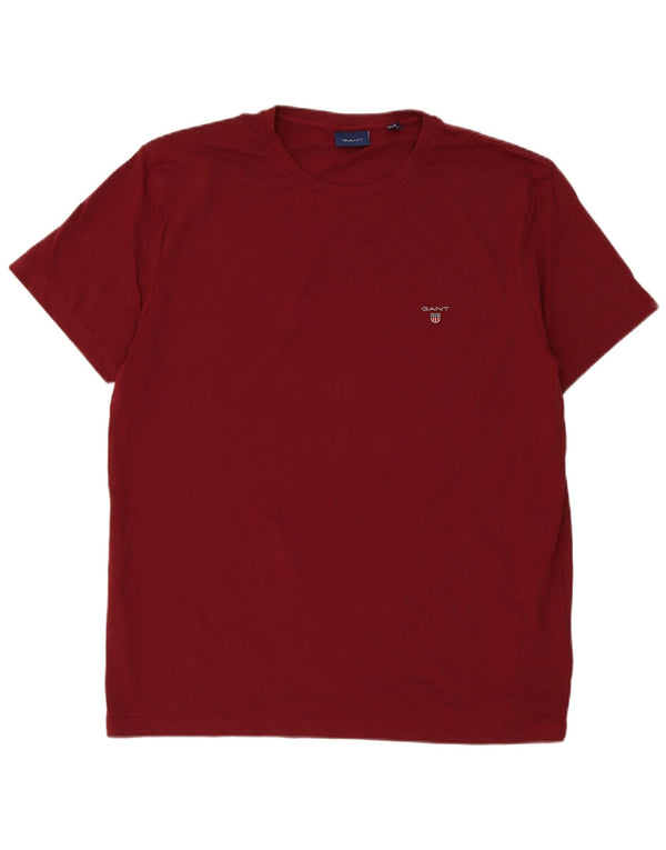 Gant Herren T-Shirt Top 2XL Burgund Baumwolle