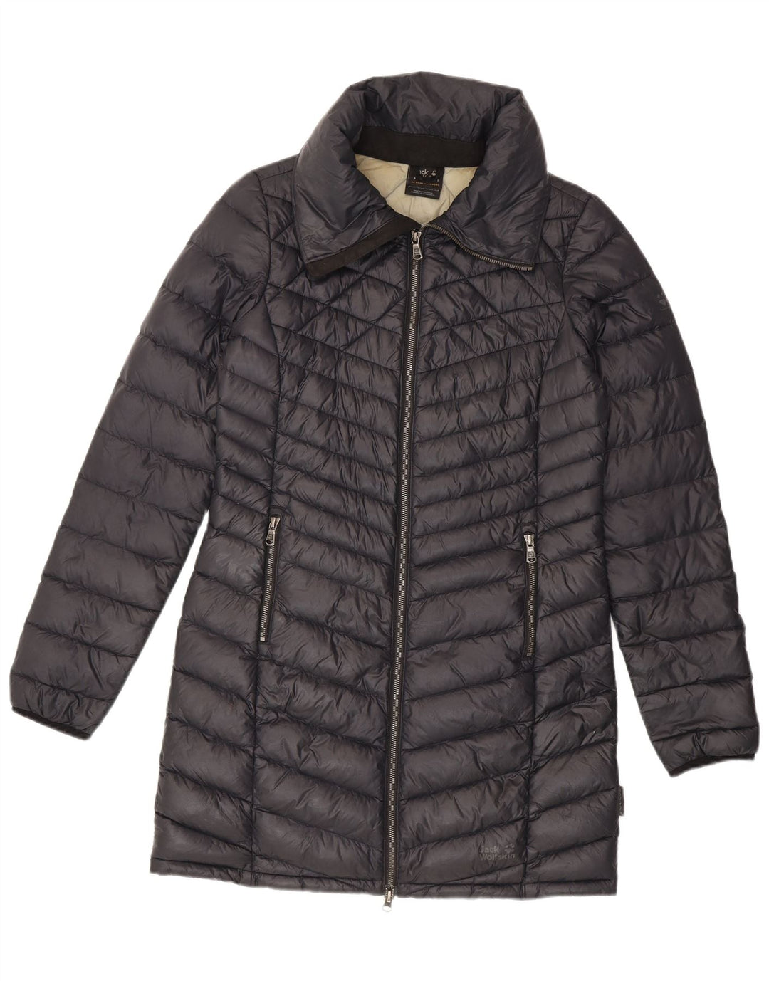 Jack Wolfskin Damen Wattierter Mantel UK 8/10 Small Grau Polyamid