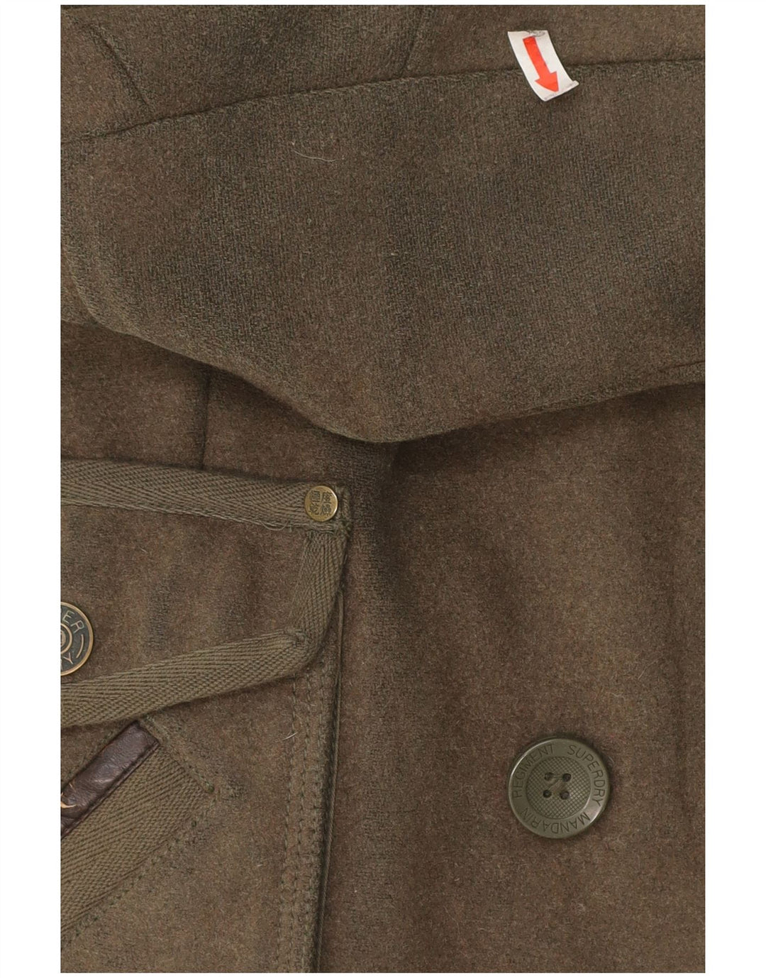 Superdry Damen Militärjacke UK 10 Small Khaki Wolle