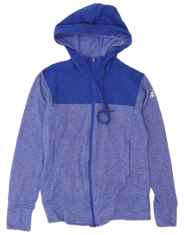 Adidas Damen Zip Hoodie Pullover UK 8/10 Small Blue Flecked Sports