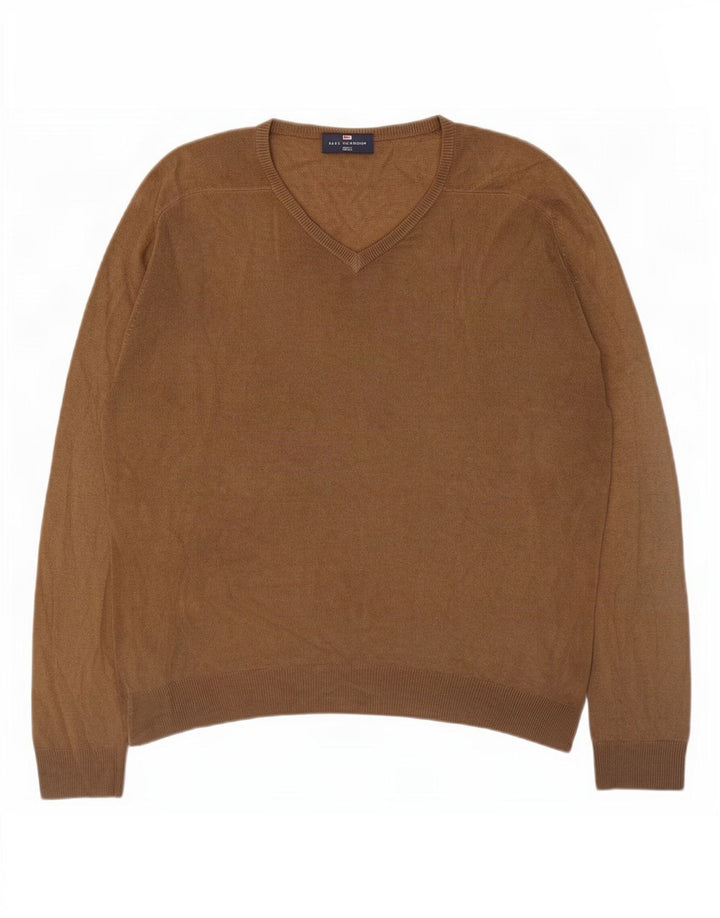 Marks & Spencer Herren Blue Harbor V-Ausschnitt Pullover Pullover Mittelbeige