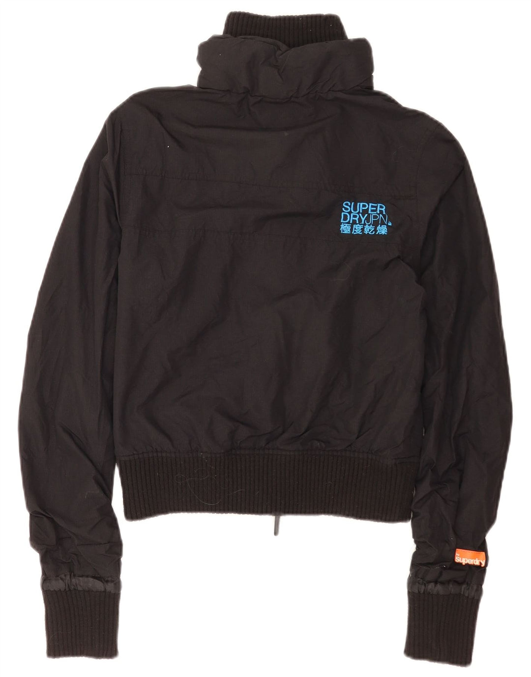 Superdry Damen-Bomberjacke mit Grafik, UK 10, Größe S, schwarzes Nylon