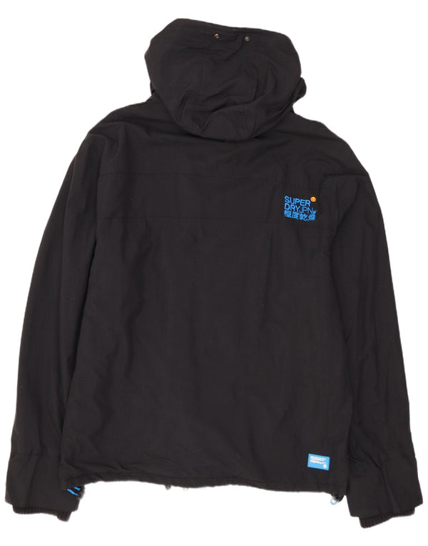 SUPERDRY Herren Windcheater Kapuzen-Windjacke UK 42 XL Schwarzes Nylon
