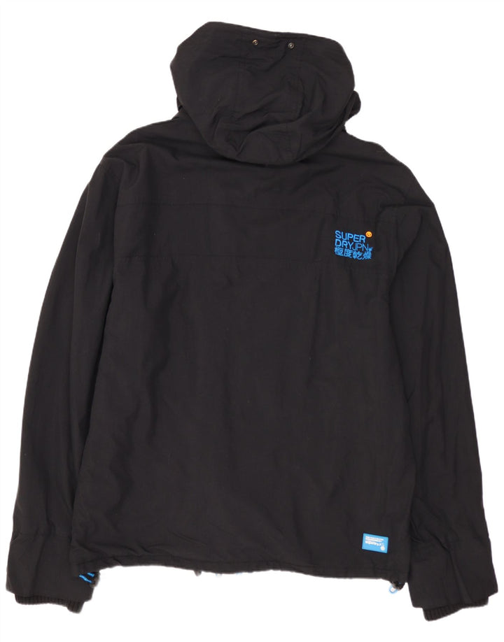 SUPERDRY Herren Windcheater Kapuzen-Windjacke UK 42 XL Schwarzes Nylon