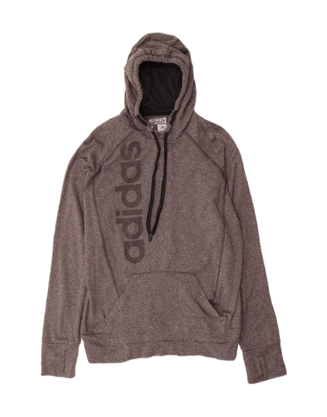 ADIDAS Mens Climawarm Graphic Hoodie Jumper Large Grey Polyester