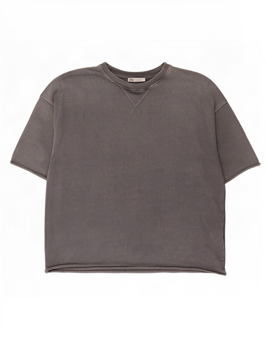 Zara Herren T-Shirt Top mittelgraue Baumwolle