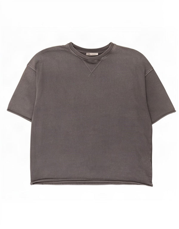 Zara Mens T-Shirt Top Medium Grey Cotton