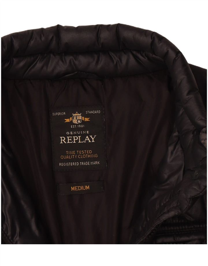 Replay Damen Steppjacke UK 14 Medium Schwarz Polyamid