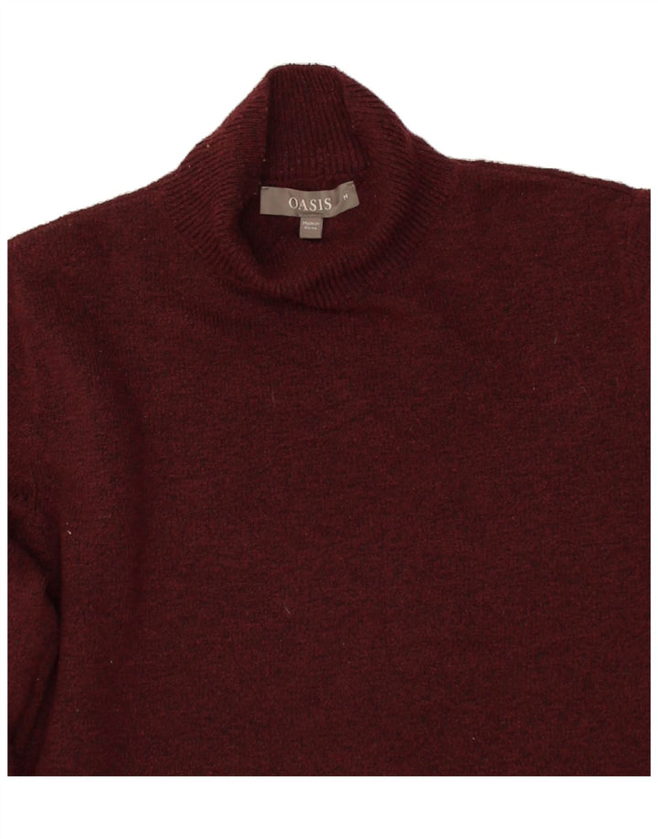 OASIS Womens Turtle Neck Jumper Sweater UK 14 Medium Maroon Polyester Vintage Oasis and Second-Hand Oasis from Messina Hembry 