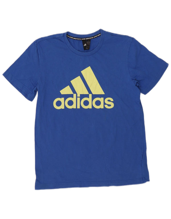 Adidas Herren Grafik-T-Shirt aus mittelblauer Baumwolle