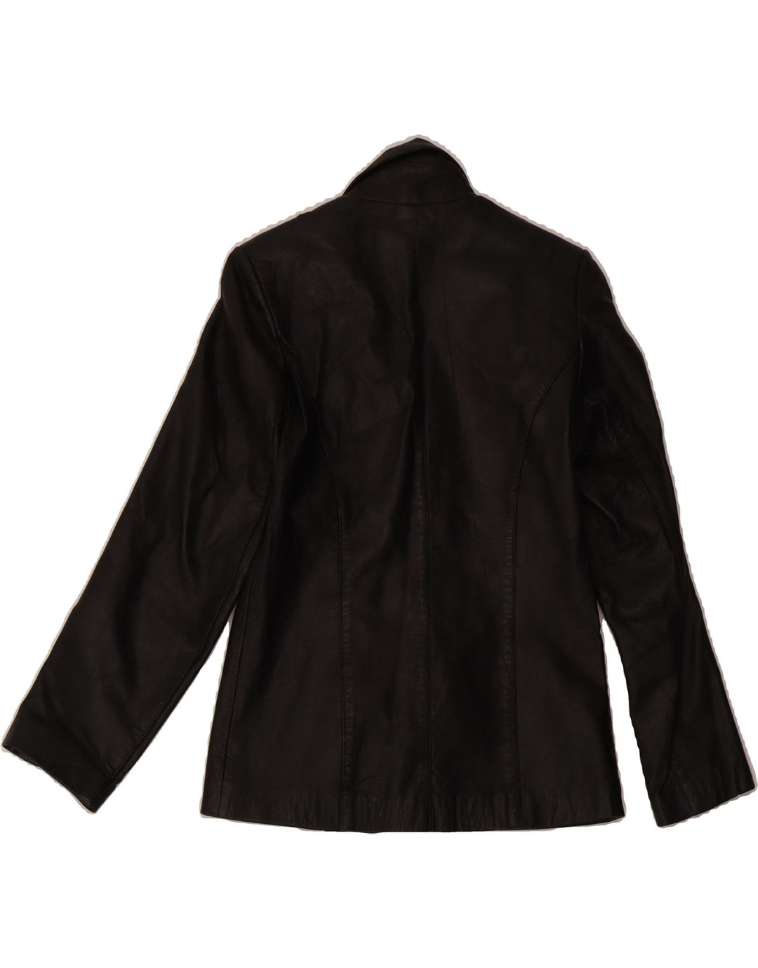 VINTAGE Womens Leather Jacket UK 12 Medium Black Polyester Vintage Vintage and Second-Hand Vintage from Messina Hembry 