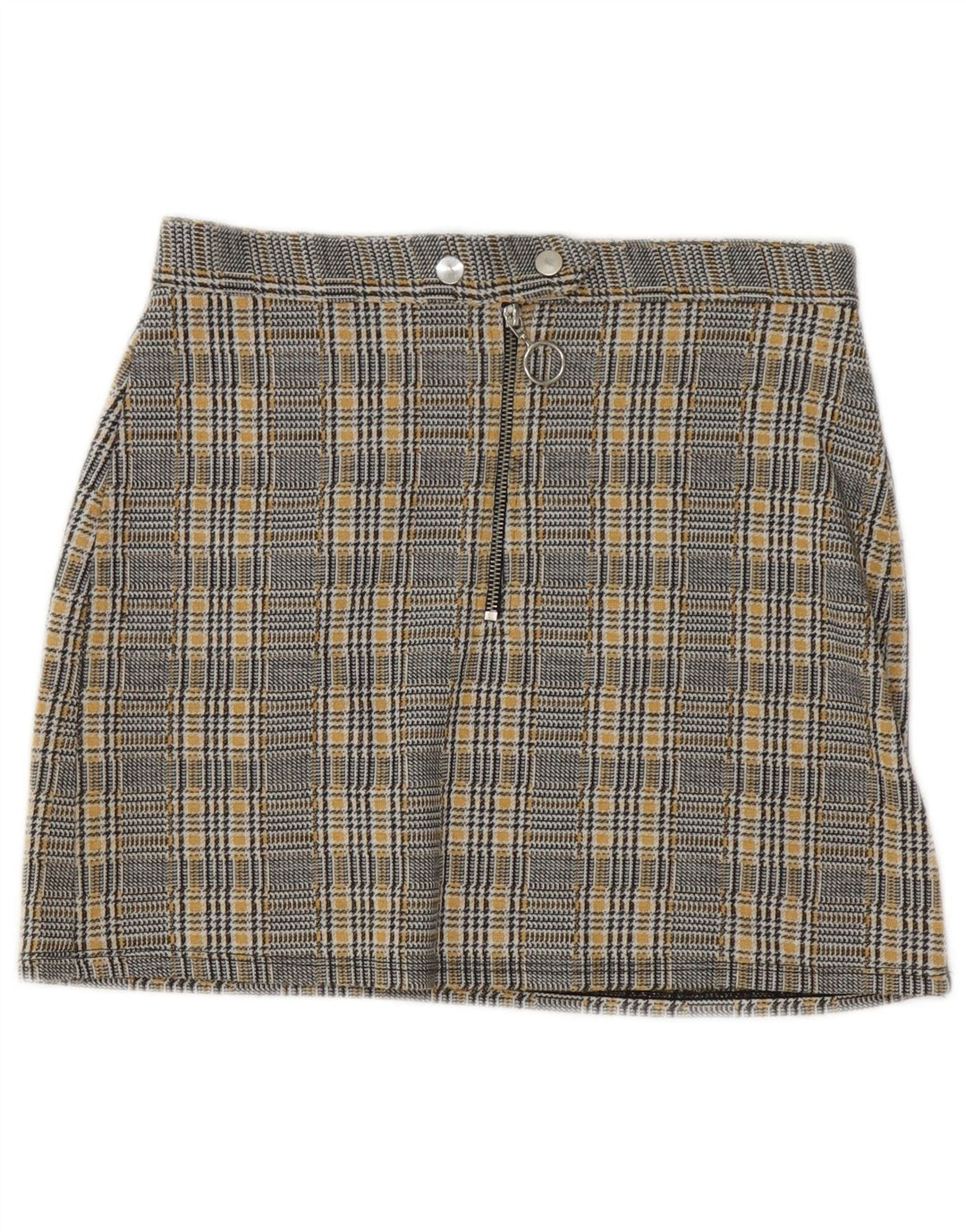 Topshop Damen Minirock UK 10 Small W28 Gelbes Hahnentritt-Polyester