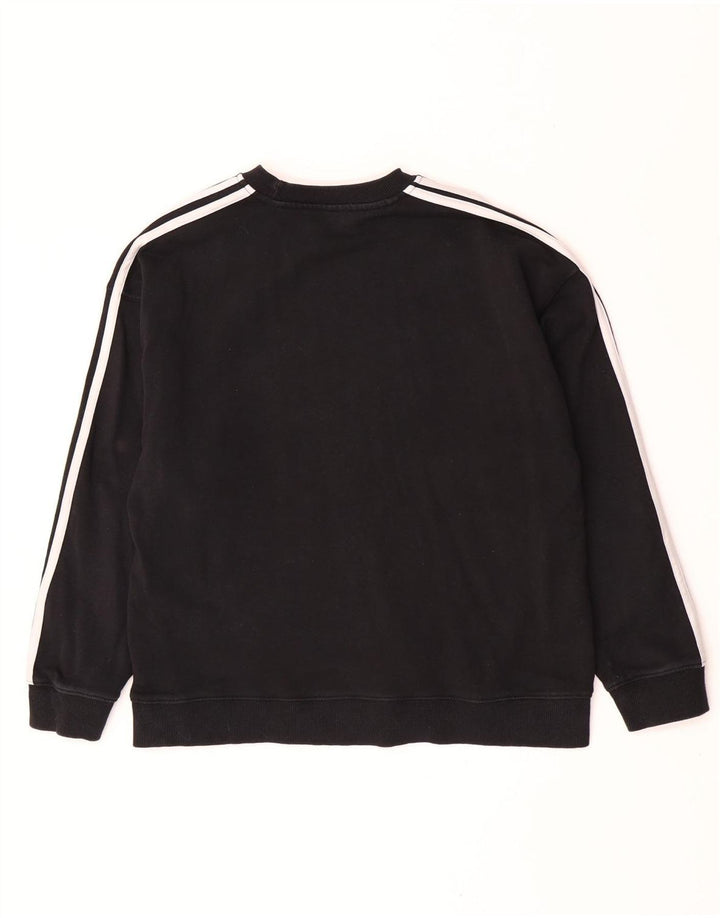Adidas Damen Sweatshirt Pullover UK 12/14 Medium Schwarz Baumwolle