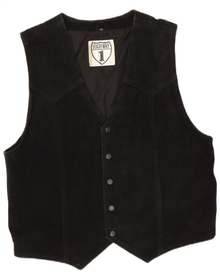 Highway 1 Herren Wildlederweste 2XL Schwarzes Leder