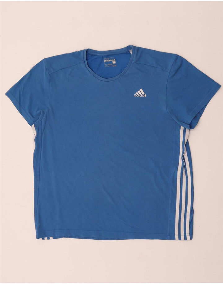 Adidas Herren Climalite T-Shirt Top Große blaue Baumwolle