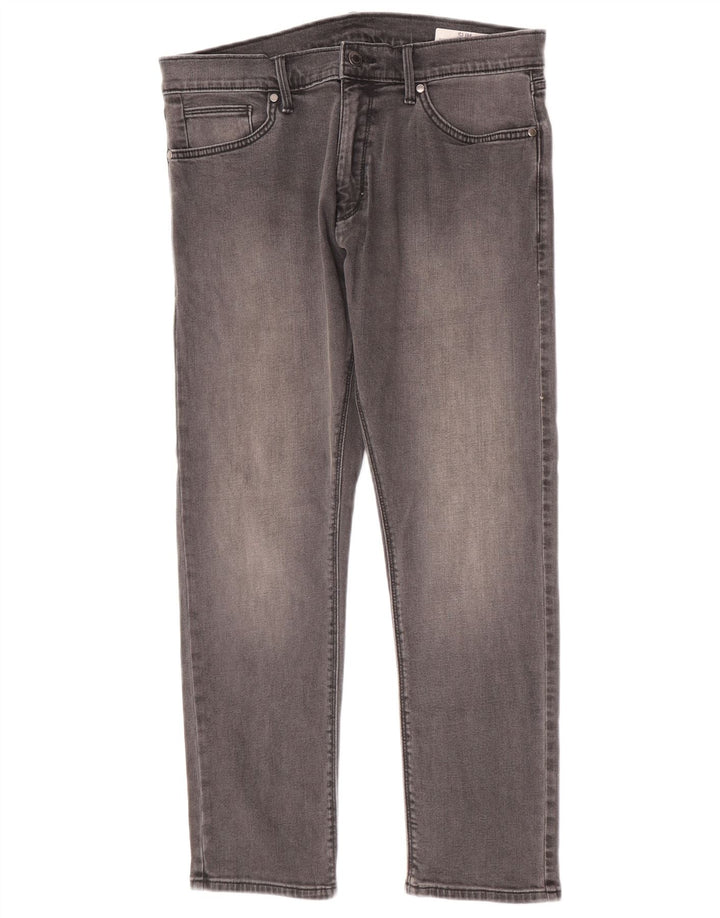 Marks & Spencer Slim-Jeans für Herren, W34, L29, graue Baumwolle
