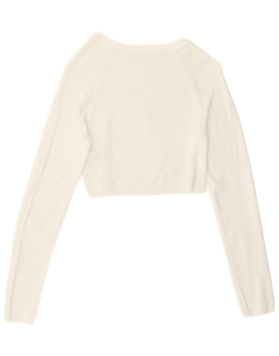Pull & Bear Damen Crop Top Langarm UK 8 Small Weiße Viskose
